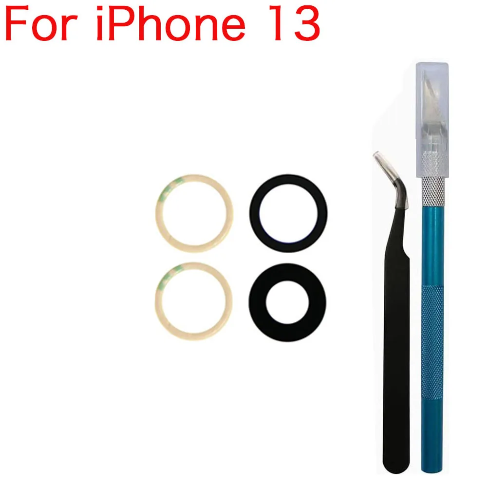 iPhone X XR XS 11 12 13 Mini Pro Max 교체 용 접착제 및 수리 도구 키트가있는 후면 후면 카메라 유리 렌즈