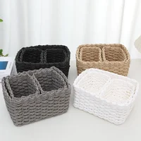 1/3pcs Handmade Straw Woven Soft Round Paper Rope Storage Basket for Organizing Decorative Storage Bins Office Storage Box 1