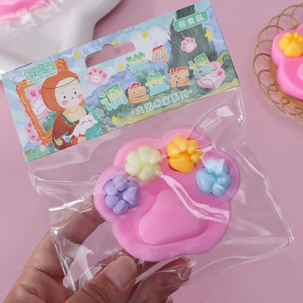 New Kawaii Cat Paw Squeeze Toy Colorful Novelty Relief Stess Toy Detachable Cat Paw Palette Animal Paw Fidget Toy 5