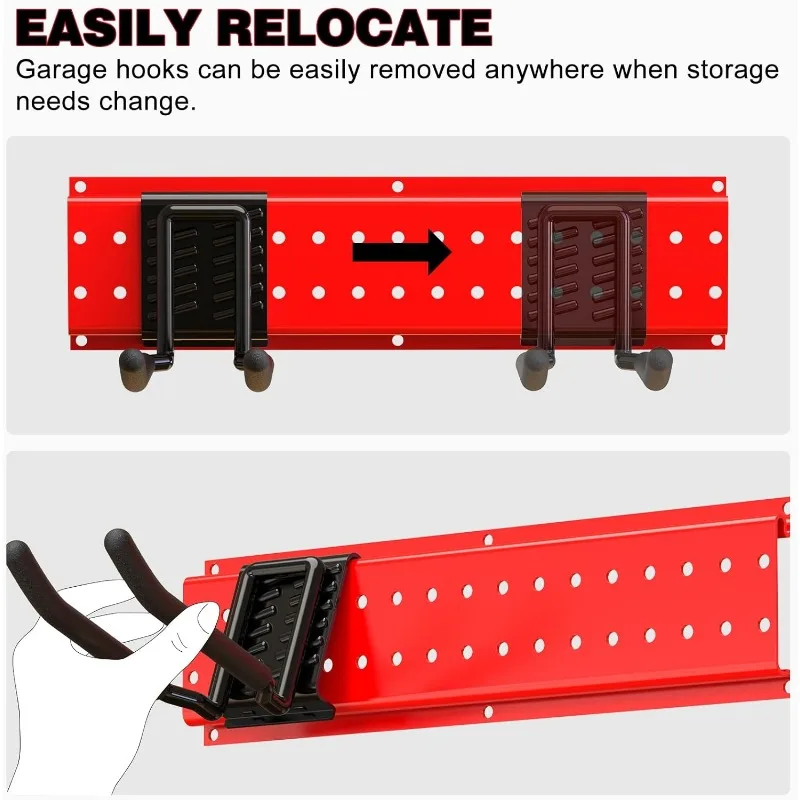 48" Heavy Duty Wall Mount Garden Tool Rack with 9 Hooks 5