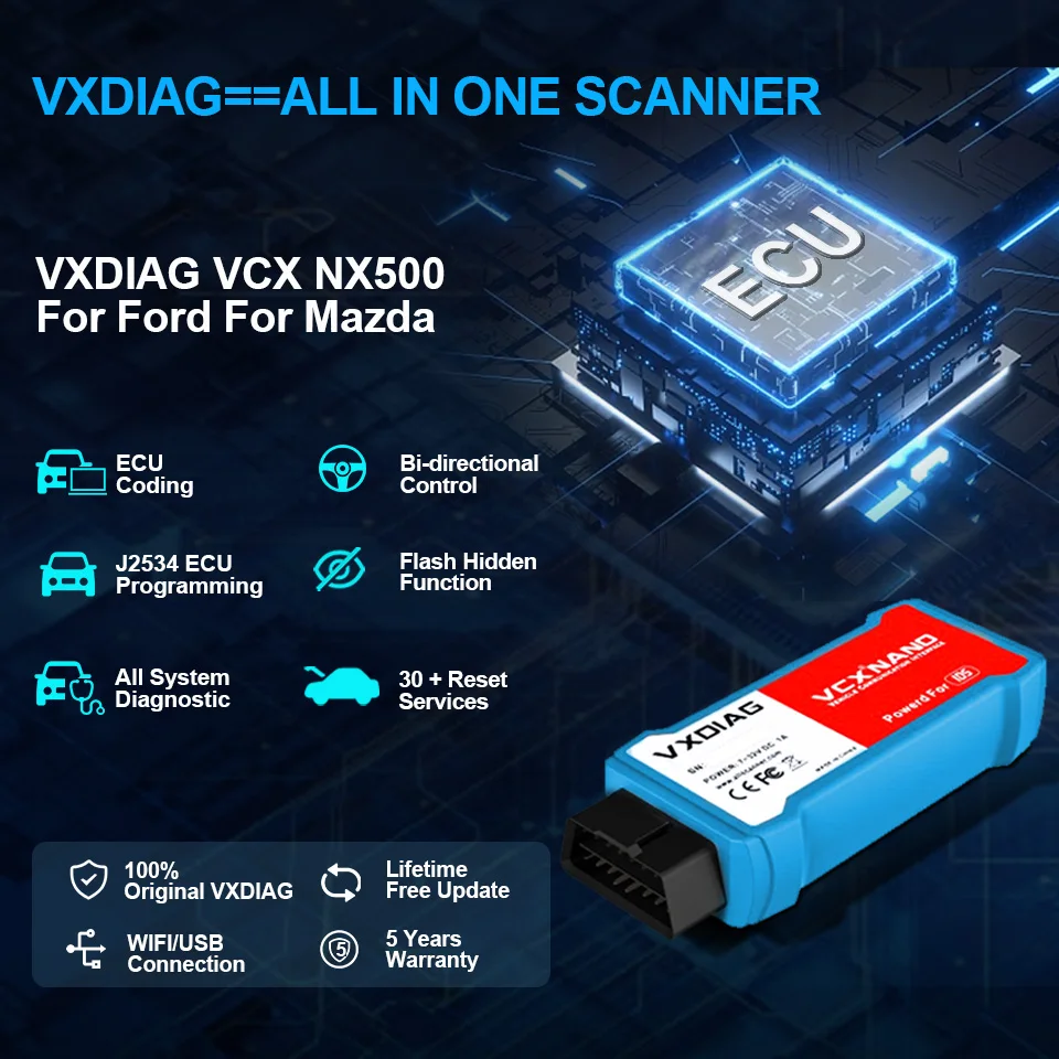 VXDIAG VCX NX500 For Ford/Mazda 2 in 1 IDSV129 J2534 ECU