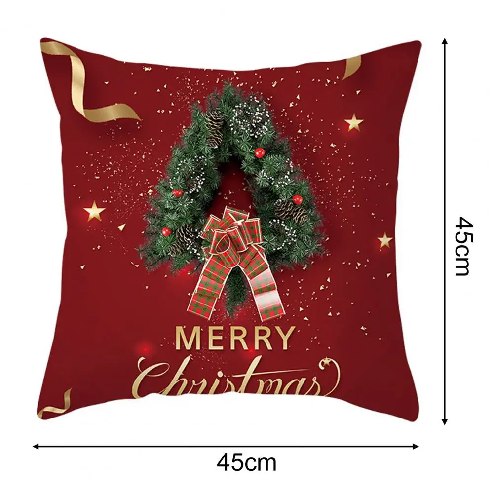 Useful Christmas Pillowcase Washable Fadeless Smooth Christmas Best Wishes Pillow Cover