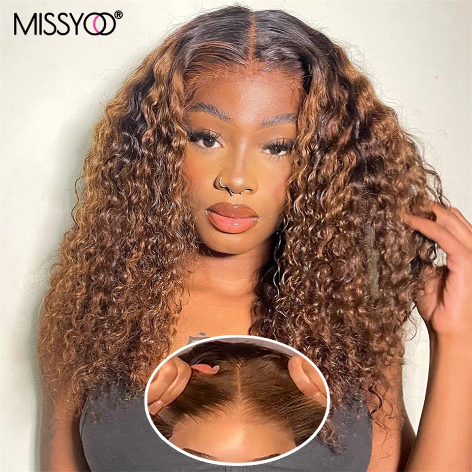 

Glueless Human Hair Wig Highlight Curly Wear And Go Wig HD Transparent Lace Frontal Remy Hair Pre-plucked Honey Blonde Short Bob