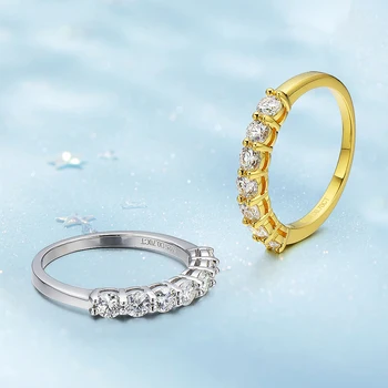 3mm Moissanite Rings for Women S925 Silver 7 Stone Engagement Wedding Sparkling Diamond Ring Fine Jewelry Gift 3