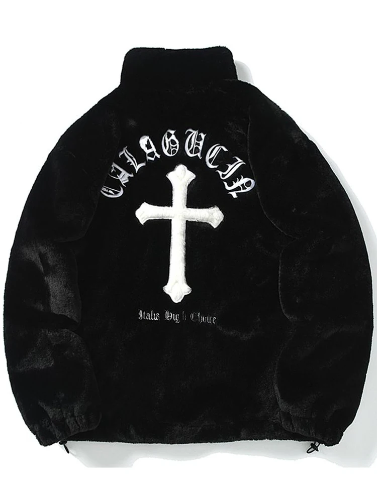 HISTREX -Parkas veste en fourrure de lapin pour hommes, manteau moelleux Hip Hop, pardessus en polaire d'hiver, Streetwear Harajuku, vêtements coréens Y2k