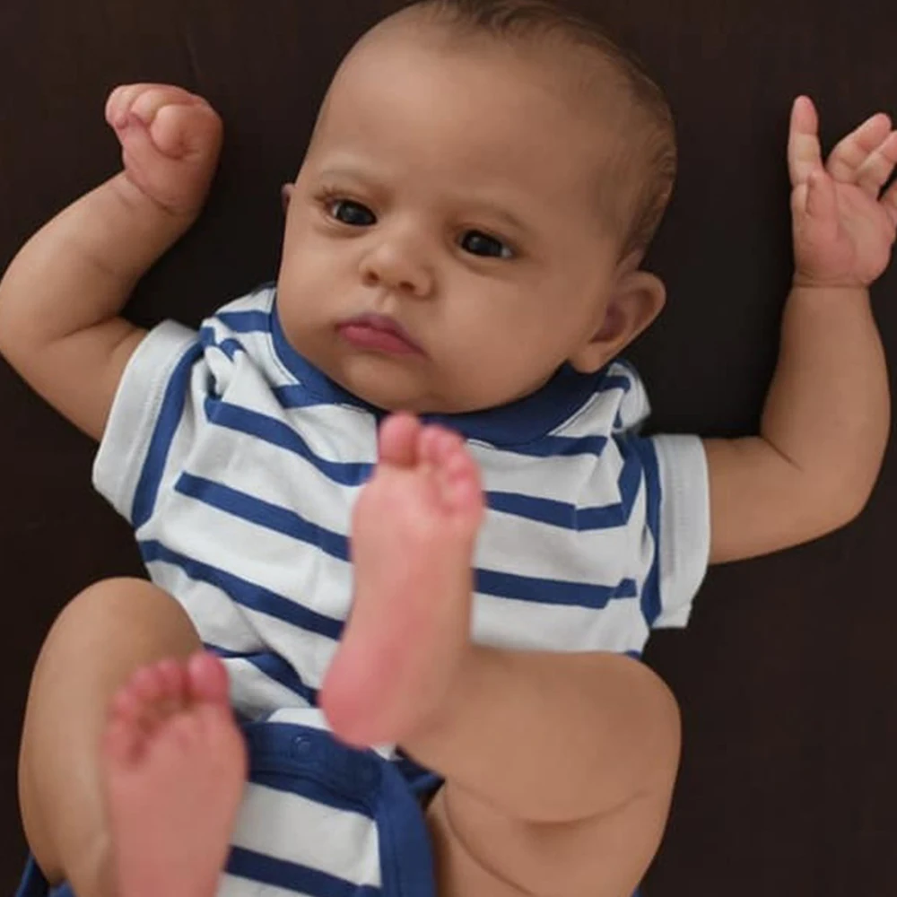 

60CM Reborn Baby Toddler Doll Boy Cameron Lifelike 3D Painting Brown Skin with Visible Veins High Quality Collectible Art Gift
