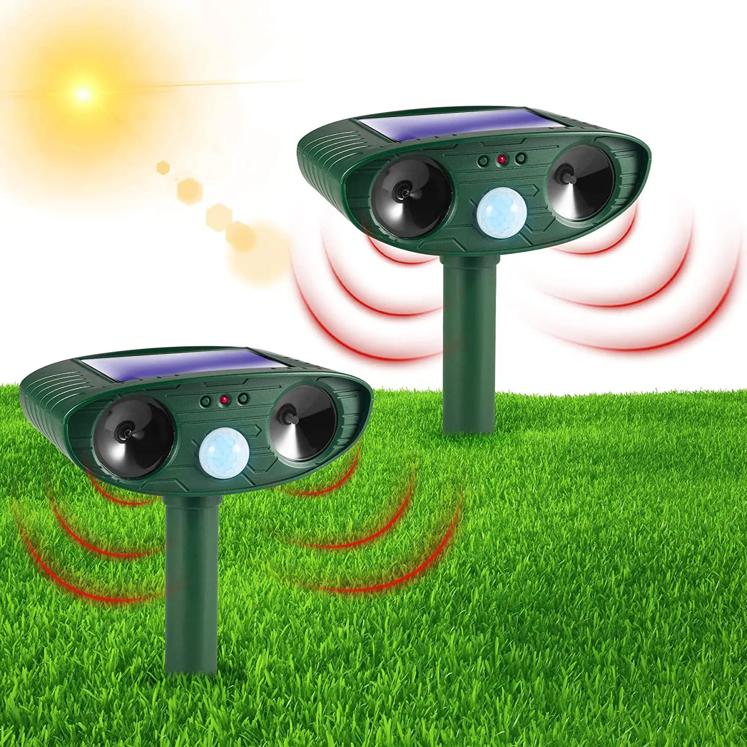 Ultrasound Repellant Cat Dog Solar Powered Rechargeable Garden Waterproof