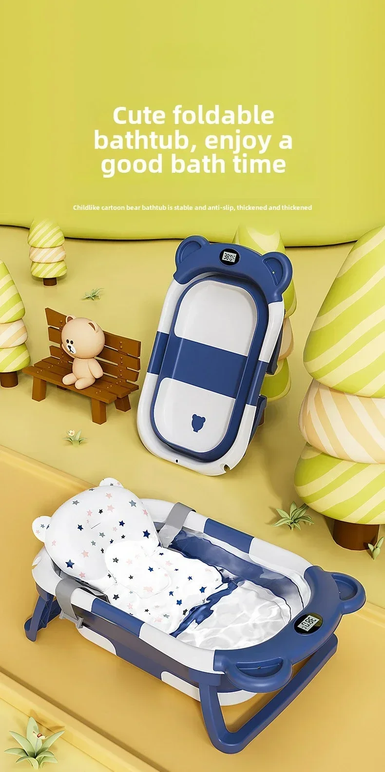 Foldable Baby Bath Tub Intelligent Temperature Display undefined