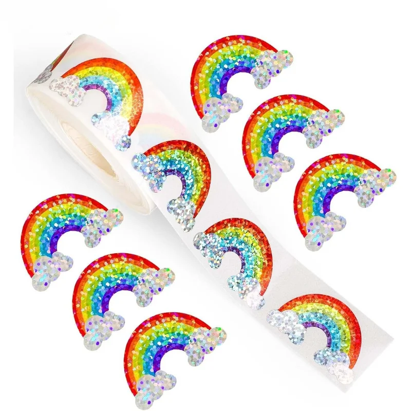 500pcs Laser Cartoon Christmas Stickers Christmas Gift Wrapping Label Sticker Reward Stickers Scrapbook Stationery