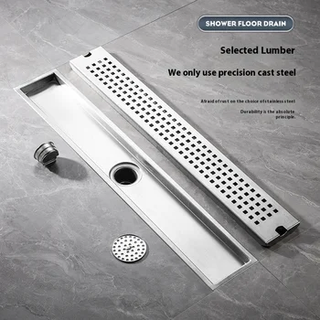 20-60 ซม.สแตนเลสสตีลสแควร์ยาวท่อระบายน้ําชั้นห้องน้ําท่อระบายน้ําสี่เหลี่ยมผืนผ้าท่อระบายน้ําชั้นขนาดใหญ่ Displacement ห้องน้ําระบายน้ํา 1