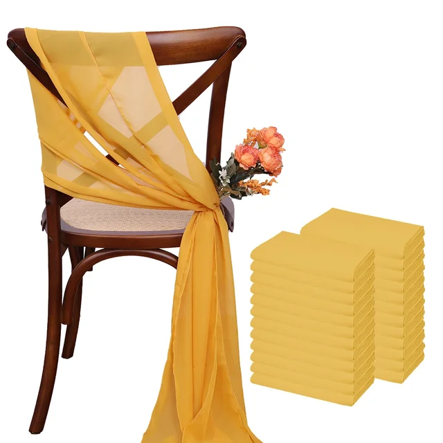 Ceintures de chaise de mariage 17x275cm, 12 pièces, décoration de mariage, décorations de ruban de chaise en mousseline de soie, fête de mariée, Banquet, événement, réception-cadeau pour bébé 2