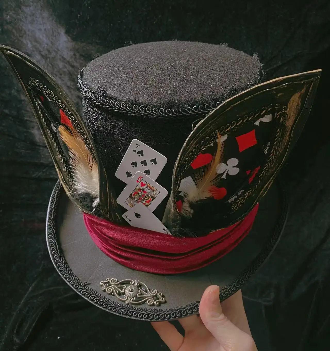 

New Rabbit Hat Retro Poker Hat Halloween Cosplay Fox Long Ear The Mad Hatter Magician Hat Accessories Headwear High Quality
