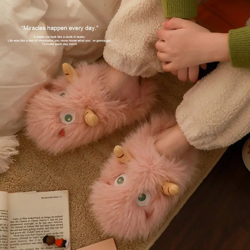 Downy Cotton Slippers For Women Winter Navy Warmth Slippers Indoor