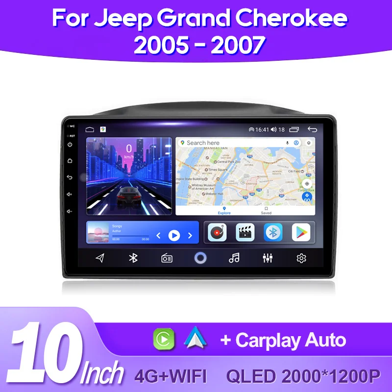 QSZN Car Radio For JEEP Grand Cherokee 2005 2006 2007 2K QLED Android 13 Multimedia Video Player AI Voice CarPlay GPS Head Unit