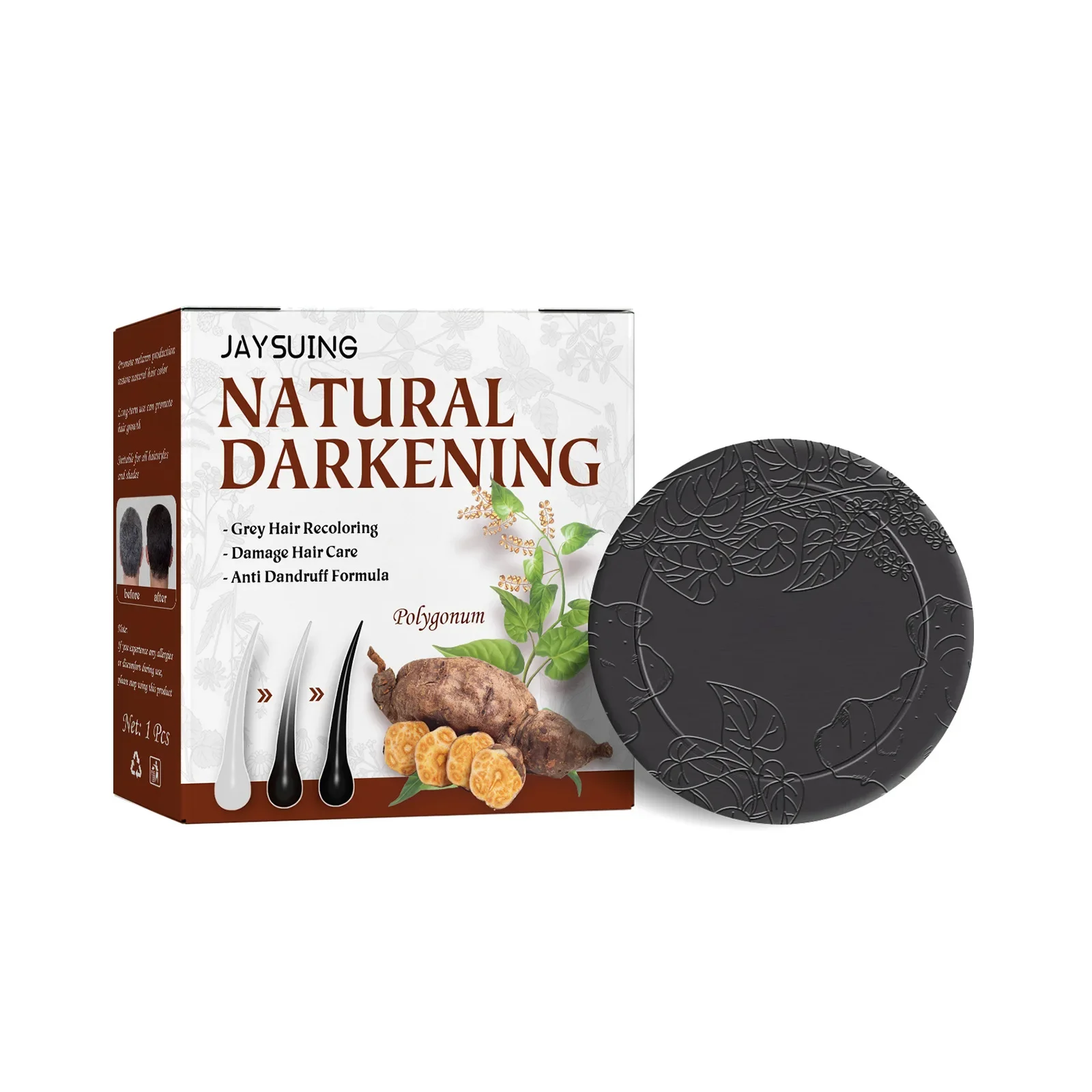 Gray White Hair Shampoo Soap Bar Polygonum Organic Darkening Color Dye Treatments Dandruff Removal Anti Gray Hair Shampoo Bar 2