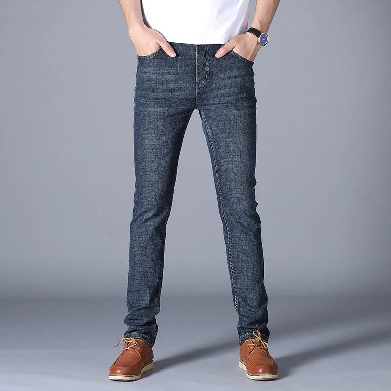 Spring Autumn 2022 Men's Smart Jeans Business Fashion Straight Regular Blue Stretch Denim Trousers Classic Men Plus Size 28-40 3