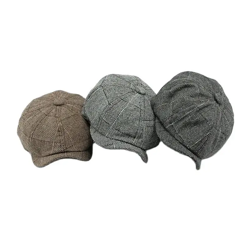 

LDSLYJR Four Seasons Cotton Solid Newsboy Caps Flat Peaked Cap Men and Women Painter Beret Hats 173