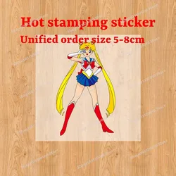 Sailor Moon Cotton T - shirt: Cute Anime Girl Short Sleeve Casual Kids Summer Tee - 140 (Sticker 5cm MSN - 59)
