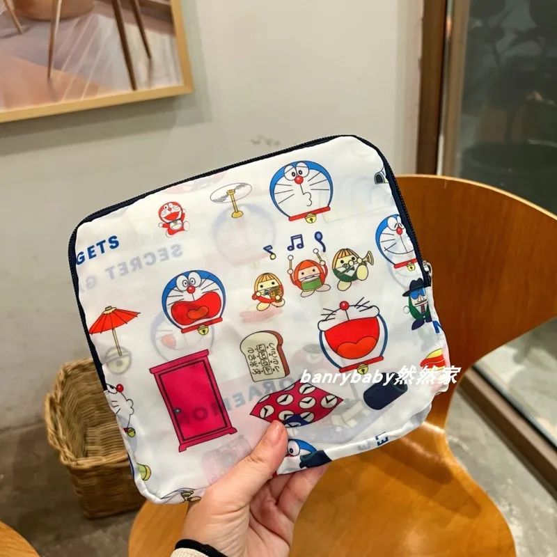 Anime Doraemon Stationery Storage Bag Large Capacity Collapsible Camping Shoulder Shopping Bag Light Clothes Packaging Travel Bag