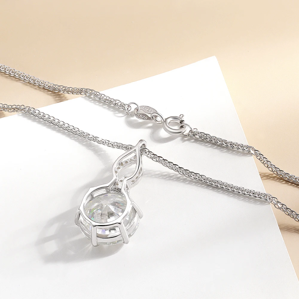 GRA Certified 6-8ct Big Moissanite Pendant Necklace For Women S925 Silver Clavicle Chain Plated Pt950 Lab Diamond Fine Necklace 3