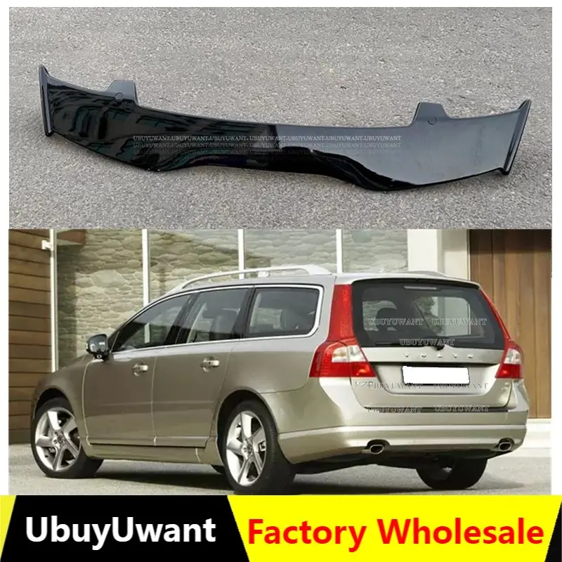 

UBUYUWANT For Volvo V70 2009-2014 Spoiler ABS Plastic Carbon Fiber Look Hatchback Roof Rear Wing Body Kit Accessories