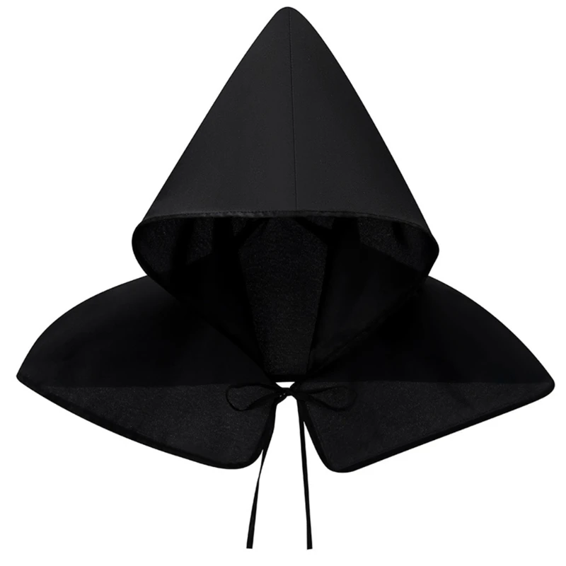 

Vintage Hooded Short Cape Unisex Medieval Witch Wizard Cloak Hat Cosplay Costumes Halloween Party Shawl Fancy Dress H9ED