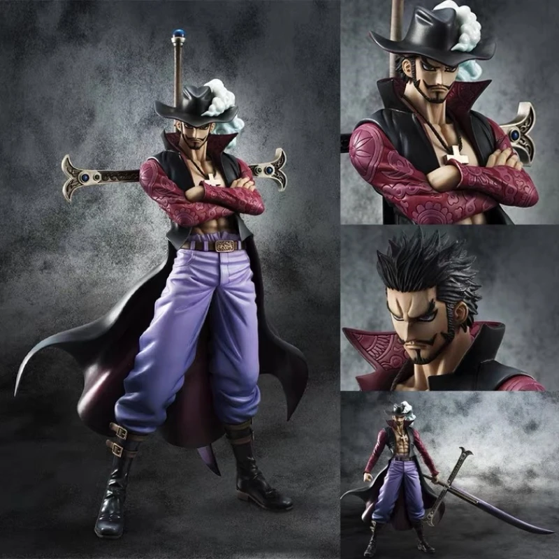 

One Piece Animation Action Figure Hawk-Eye Mihawk Seven Wuhai Pop Can Change Hands Pvc Color Box Decoration Toy Gift