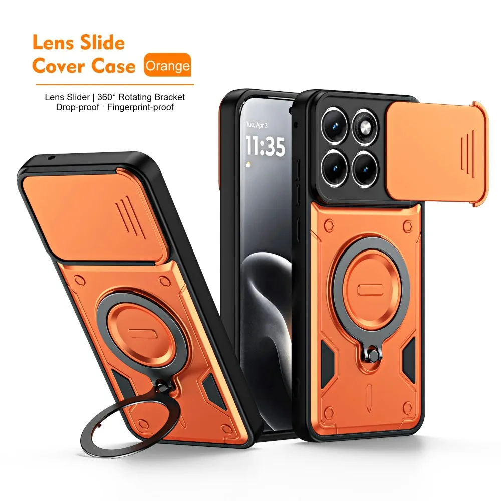 Heavy Duty 360° Rotating Holder Case with Metal Ring and Camera Protection Cover