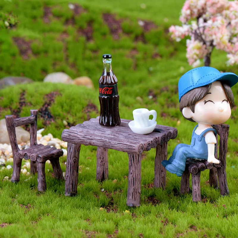 Miniature Resin Table and Chair Decoration Set for Garden Dollhouses Accessories Resin Table and Chair Decoration Set Miniature