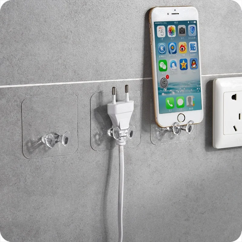 

5/10Pcs Wall Storage Hook Punch-free Power Plug Socket Holder Kitchen Stealth Hook Wall Adhesive Hanger Bathroom