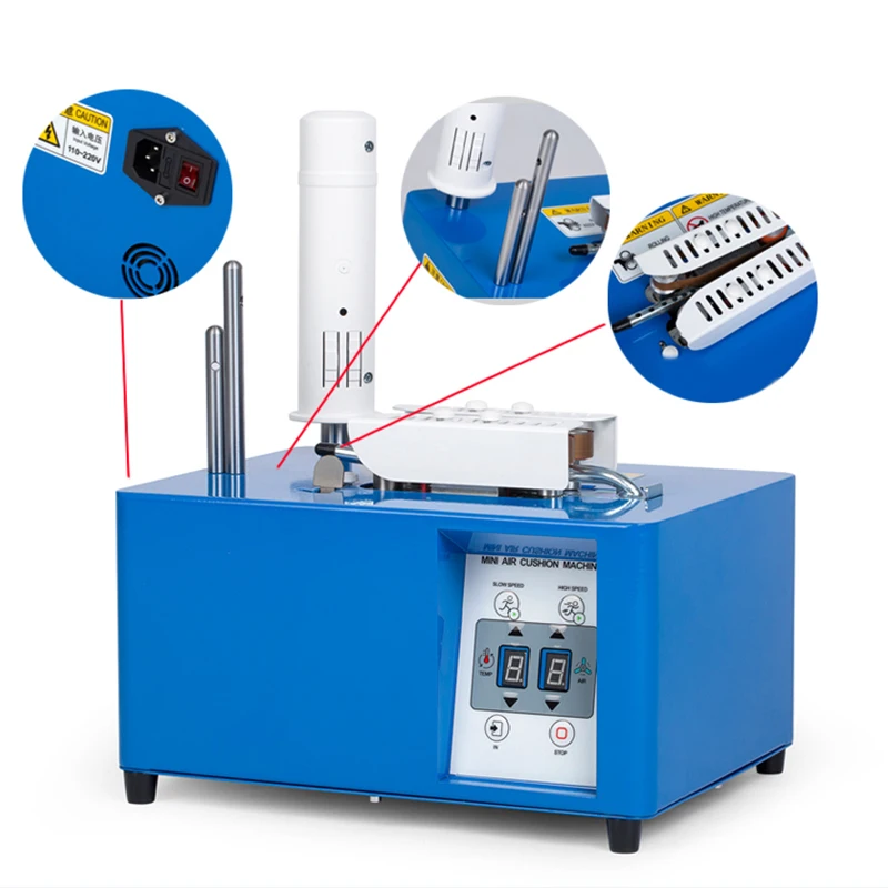 Blue Bubble Bag Machine Air Cushion Film Roll Inflator Automatic Filling Air Pillow Bag er Cushion Machine 110V/220V