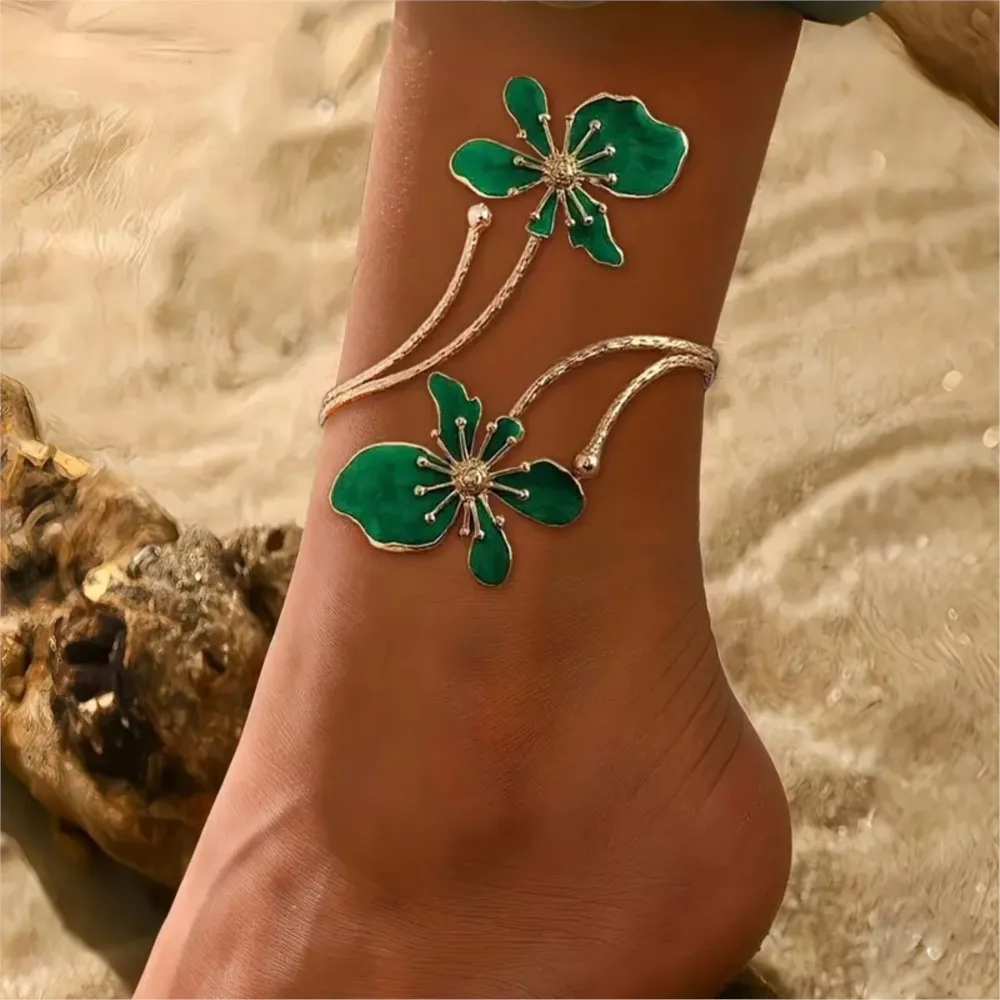 Elegant Chic Adjustable Floral Anklet for Women Fashion Summer Vocation Floral Pattern Foot Chain  Parties & Holidays Jewelry