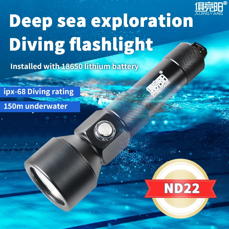

Waterproof IPX-68 professional diving high brightness long range amphibian led flashlight