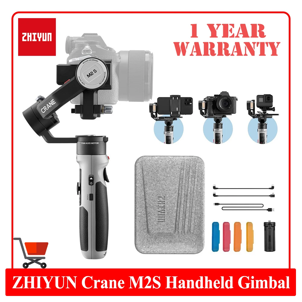 

ZHIYUN Crane M2S 3-Axis Handheld Mirrorless Cameras Gimbal Stabilizer for Sony Canon Gopro Action Camera Smartphone iPhone 14