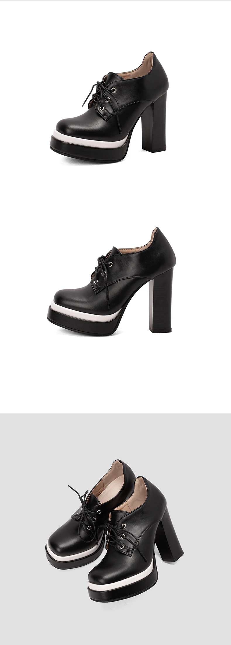 Ultra-High Thick-Heeled Lace-Up Breathable Color-Blocking Pumps Candy-Colored Cross-Laced Double-Layer Platform High Heels