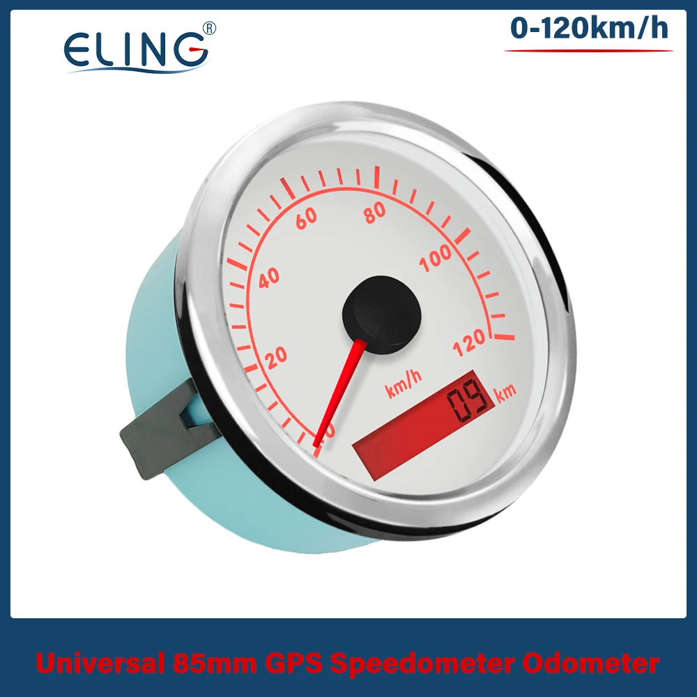 

ELING 85mm GPS Speedometer 120km/h 0-160km/h 0-200km/h 0-300km/h 0-200MPH for Car Truck Boat with Red Backlight With GPS Antenna