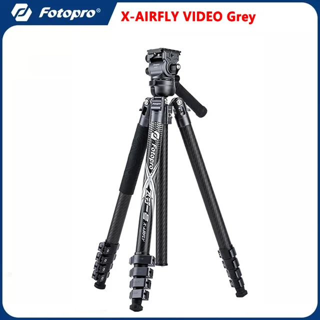 Treppiede Fotopro X-Airfly In Fibra Di Carbonio – 1,34 Kg, Carico 15 Kg, Altezza 14-164 Cm, Con Testa Fluida E Sfera Panoramica