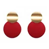 Korean Geometric Statement Hang Earrings for Women Gold Color Round Circle Drop Earring Punk Metal Earring Fashion Ear Jewelry