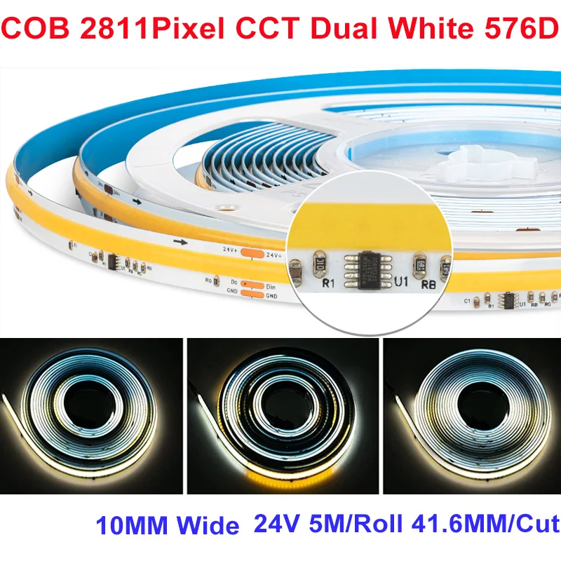 FCOB SPI RGBW RGBCCT IC LED 라이트 스트립 786 LEDs WS2814 어드레서블 드림 컬러 10mm DC24V 고탄력 FOB COB 라이트 룸 데코