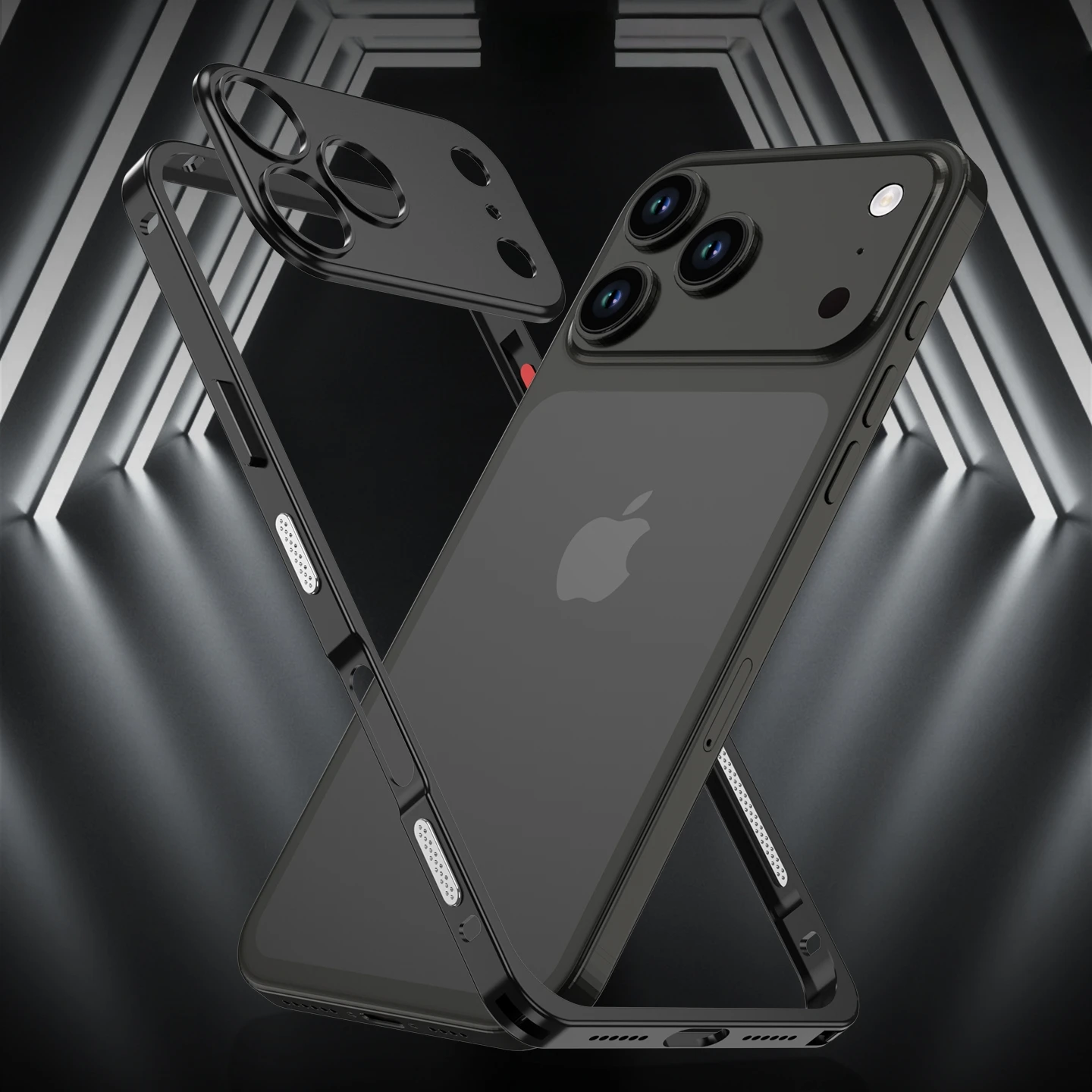 Premium Metal Alloy Shockproof Phone Case with Silicone Lining and Lens Protection