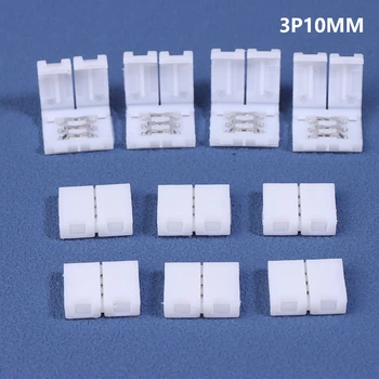 10ชิ้นขั้วต่อแถบไฟ LED 8มม. 10มม. 2Pin 3Pin 4Pin 3528 5050 RGB สีเดียวบอร์ด PCB บัดกรีลวดเชื่อมฟรีตัวเชื่อมต่อ 9