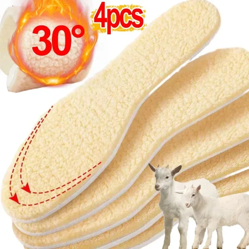 Natural Thermal Insoles for Men & Women – Thickened Warm Winter Shoe Inserts, Soft Fleece-Lined Shoe Pads for Cold Days