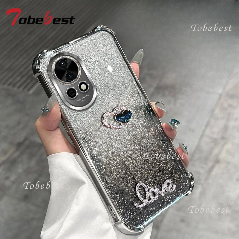 3D Love Shockproof Glitter Plating Silicone Phone Case