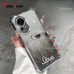 3D Love Shockproof Glitter Plating Silicone Phone Case for Huawei nova 8 (Silver)