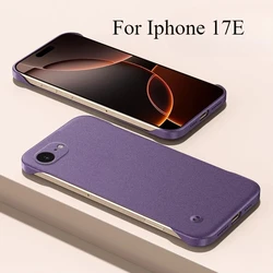 Ultra - Thin Frameless Sandstone Phone Protection: Matte Hard Shockproof Back Case for iPhone 17 E (Purple)