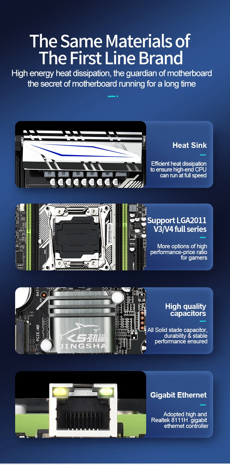 Jingsha X99 M-H ATXDesktop Motherboard LGA 2011-v3 E5 v3 CPU DDR4 RAM Supports 2678V3 2620 V3 support SSD M.2 SATA 3.0 PCIE 16X gaming pc motherboard cheap