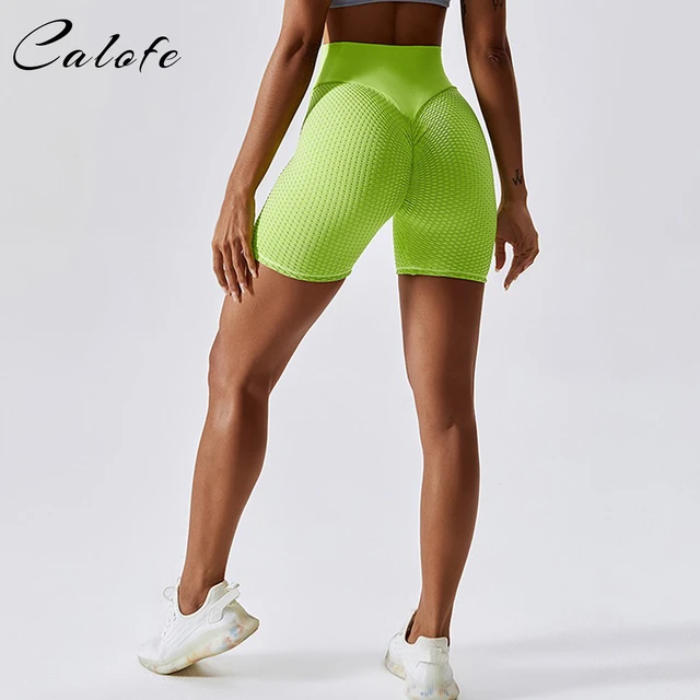 Women's Yoga Shorts Jacquard Seamless Bubble Honeycomb Tight Running Sports  Shorts High Waist Gym Push Up Fitness Shorts Women