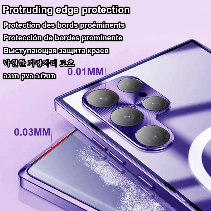 Original Wireless Magnet Plating Cover For Magsafe Case Samsung Galaxy S24 Ultra S21 S23 Fe S22 Plus Full Camera Protection Case 2