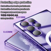 Original Wireless Magnet Plating Cover For Magsafe Case Samsung Galaxy S24 Ultra S21 S23 Fe S22 Plus Full Camera Protection Case 2