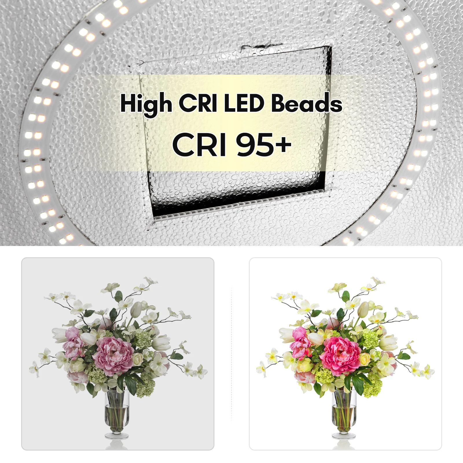 40cm/16inch LED Light Box Foldable Portable Tabletop Light Tent Bi-Color Temperature Adjustable Brightness with 6 Color Backdrop